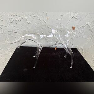 Germany Vintage Clear Handblown Artglass Bull Whisky Decanter (L: 9”)